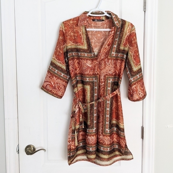 ZARA eastern print button up kimono tunic jacket size Small A8 - Picture 10 of 10
